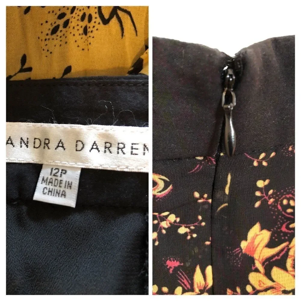 Sandra Darren Floral Pleated Midi Dress Size 12P - Picture 5 of 8